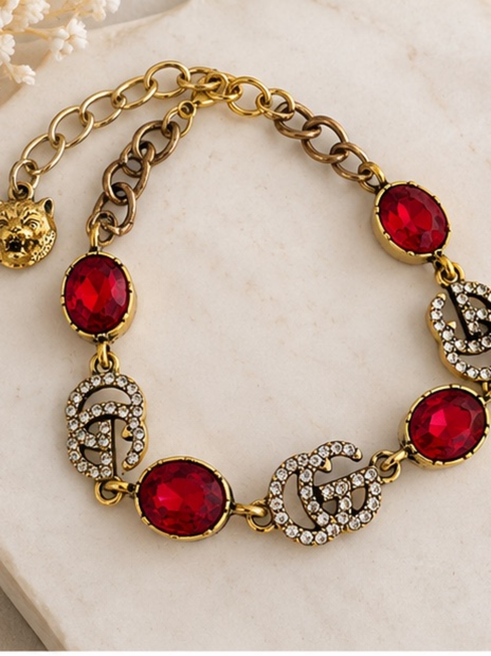 ❤️ Designer Inspired Red Crystal Rhinestone Statement Bracelet